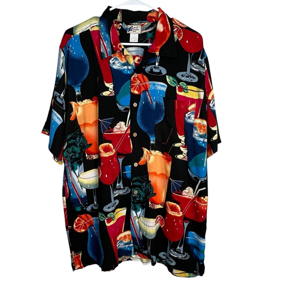 Cherokee Waikiki shirt drinks cocktails Hawaiian men's large